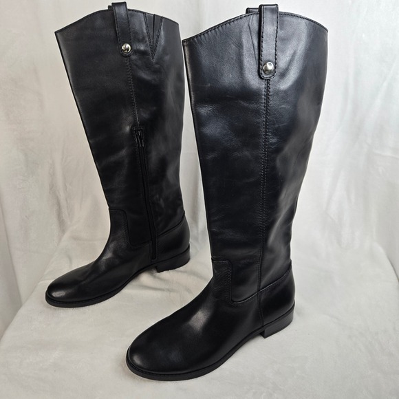 INC International Concepts Shoes - INC International Concepts Fawne Black Leather Tall Riding Boots Womens 9.5M